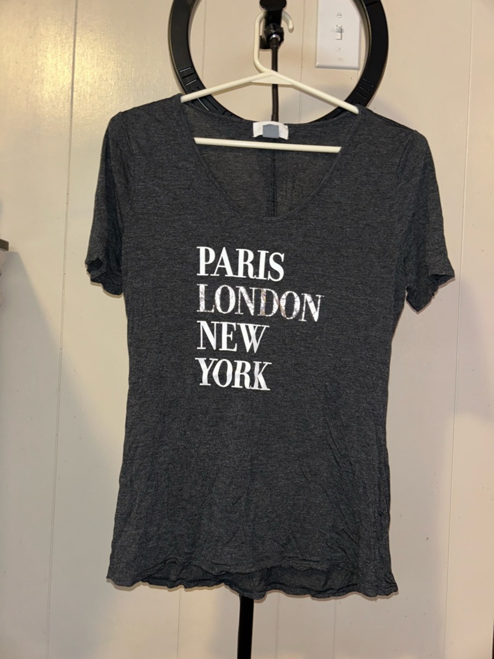 Paris London New York Graphic Tee - Charcoal